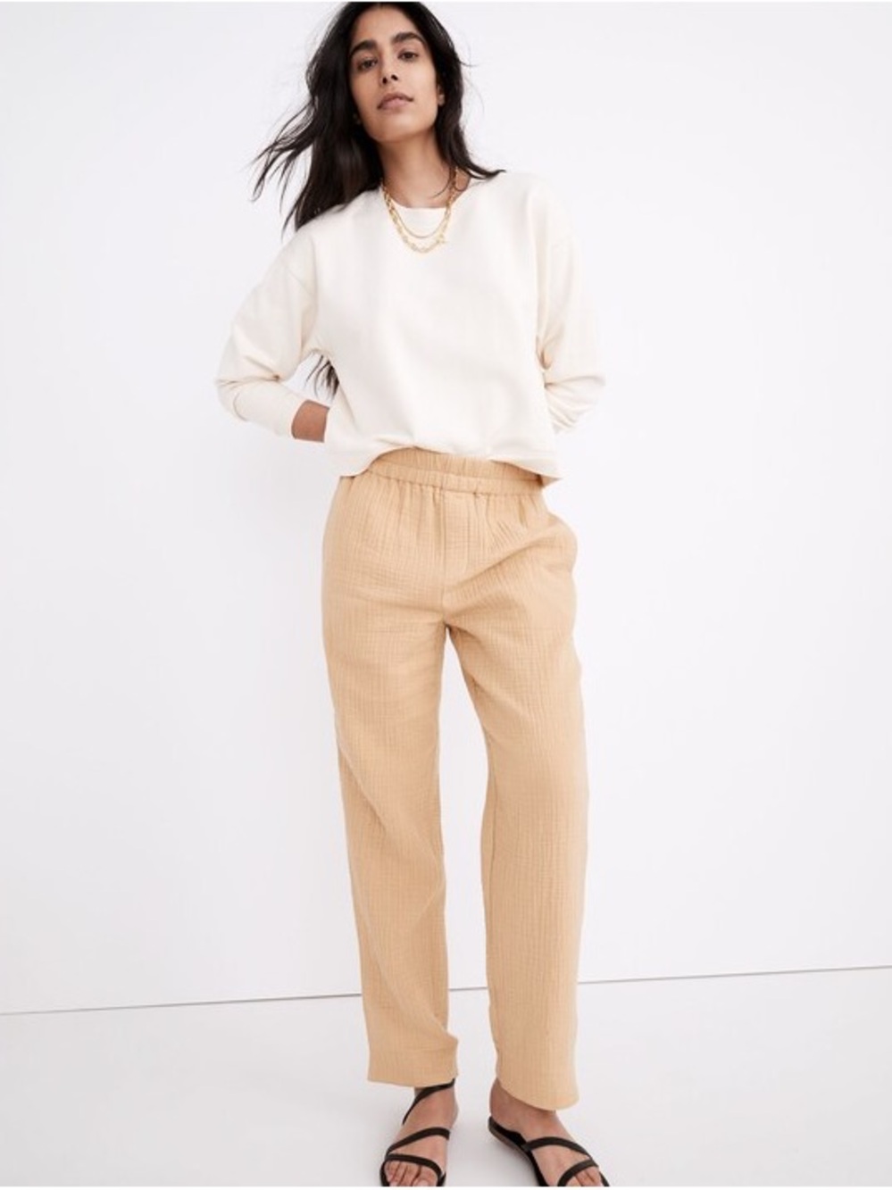 MADEWELL Lightspun Tapered Huston Pull-On Crop Pants